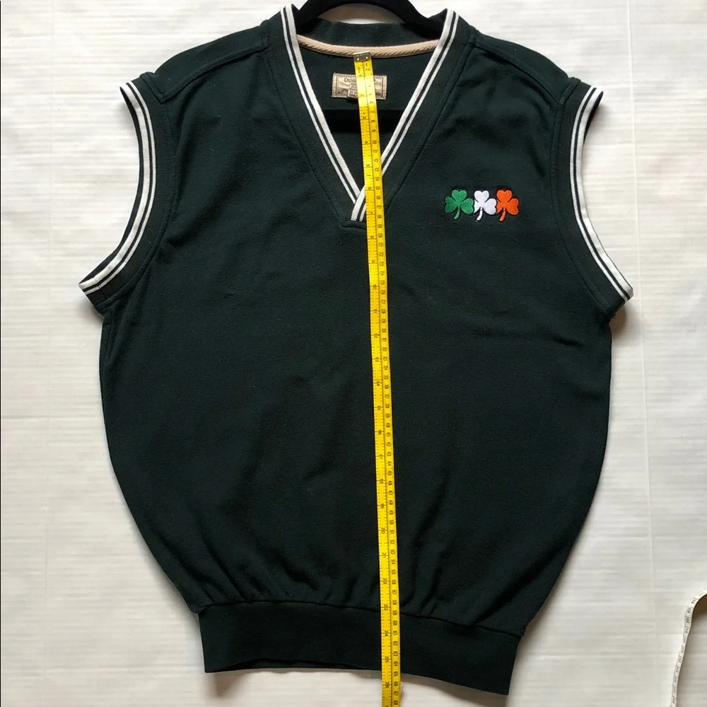 Dunbrooke Vintage Cotton Golf Vest Irish Shamrock Applique Size S